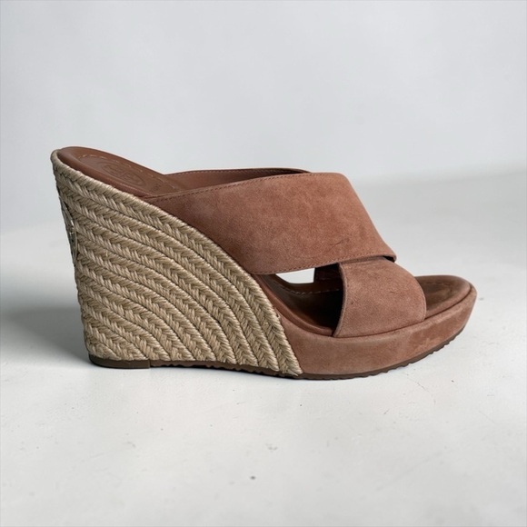 Tory Burch Women’s Suede Espadrille Wedge Slide Sandals in Brick! Size 6.5 - Picture 2 of 12
